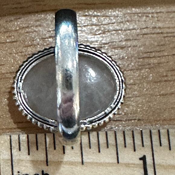 💕 Rainbow moonstone, gemstone silver plated ring stamped 925 size 9 handmade - Picture 2 of 3